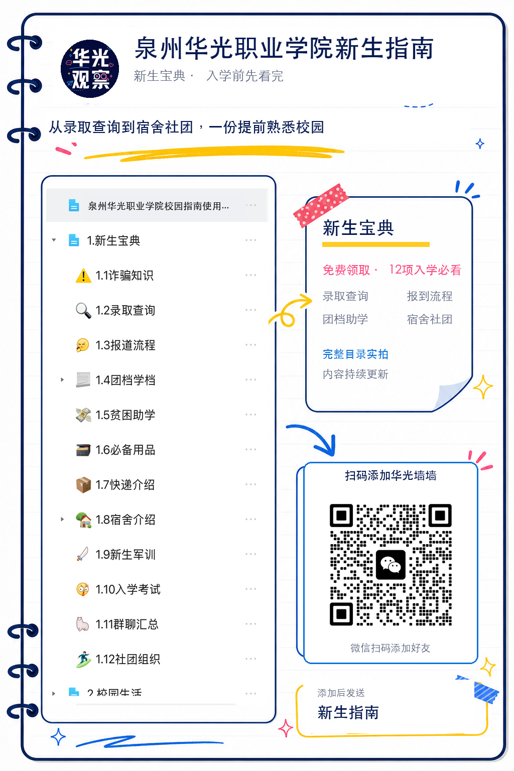 华光观察新生群引流海报