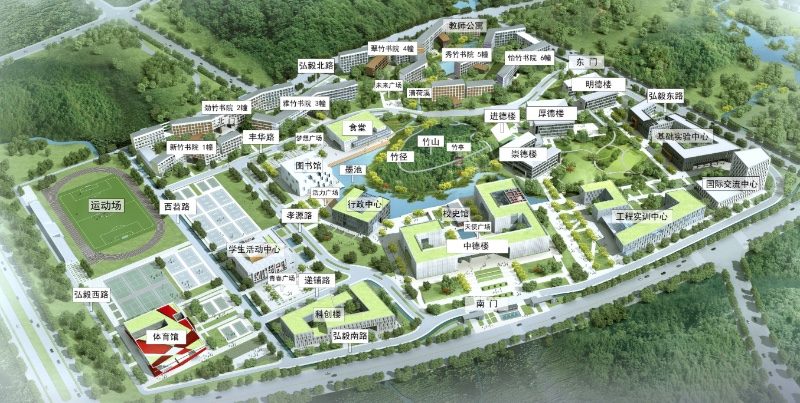 安吉校区平面图（书院/食堂/图书馆/运动场）